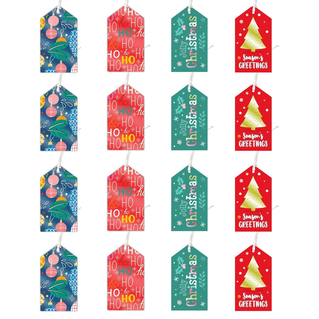 Christmas Gift Tags with Ribbon Ties Pack 16 - Contemporary Christmas Designs