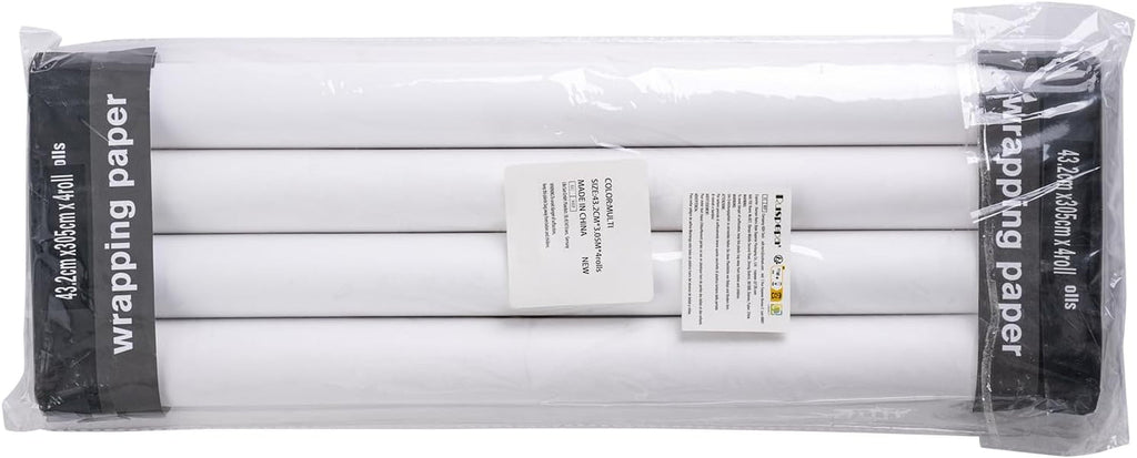 Christmas Wrapping Paper - Santa Claus, Snowman, Christmas Tree and Bell Design - 4 Rolls - 43.5X305 Cm per Roll