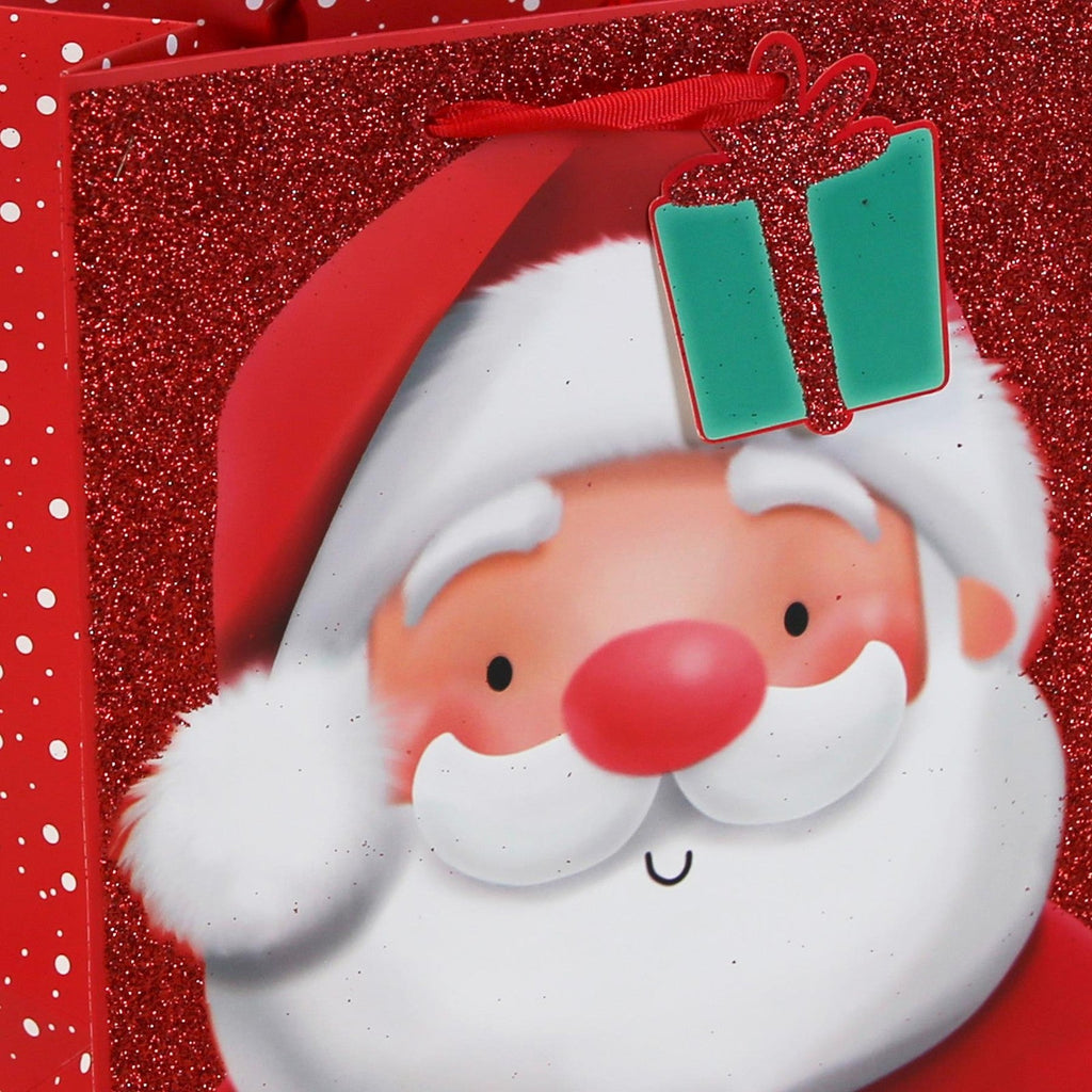 Christmas Gift Bag with Gift Tag Santa'S Face 25.5Cm X 21.5Cm X 10Cm