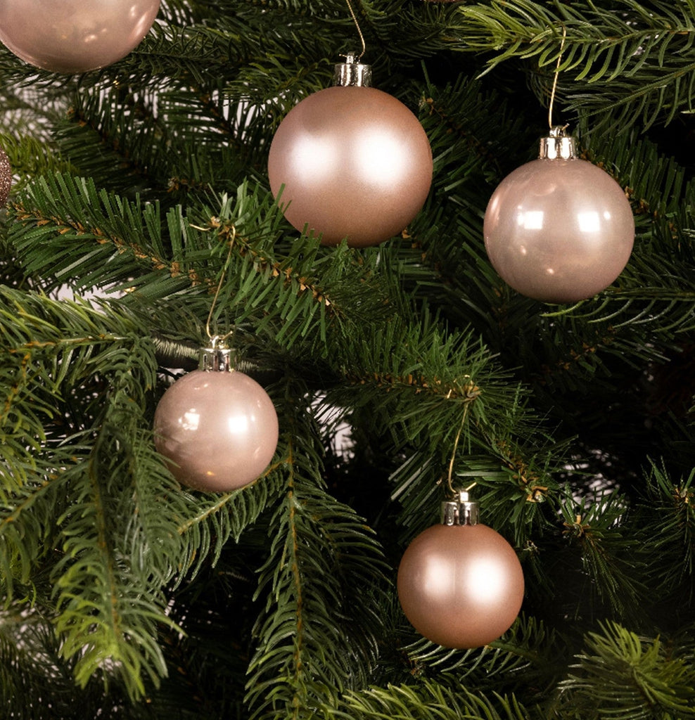 30 Blush Pink Christmas Tree Baubles Shatterproof Hanging Decoration 4Cm 5Cm 6Cm