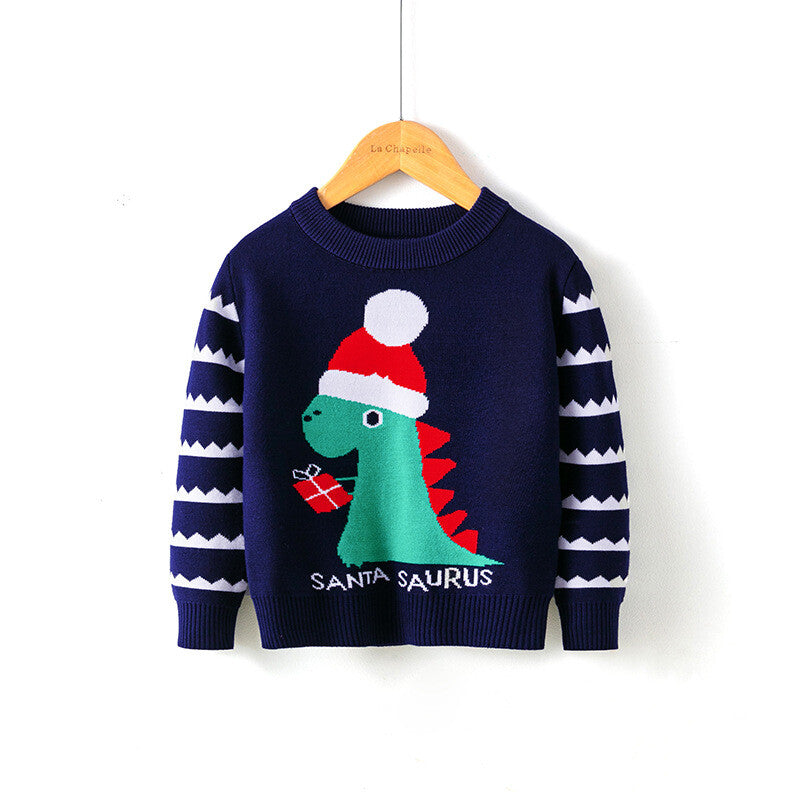 Children'S Christmas Sweater Dinosaur Bottoming Pullover Sweater