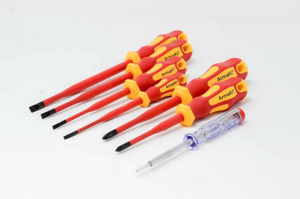 VDE Electrical Screwdriver Set - 7 Piece Insulated Terminal Kit Tested and Certified to IEC60900 1000V (AKVDE-7)