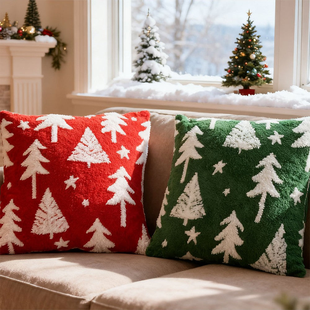 UK Christmas Santa Snowflake Cushion Plush Pillow Case Christmas Home Decor 2PCS
