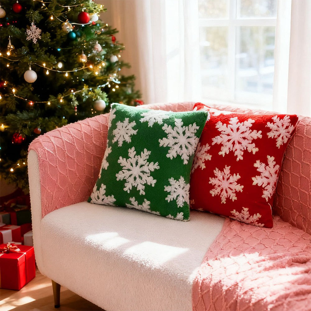 UK Christmas Santa Snowflake Cushion Plush Pillow Case Christmas Home Decor 2PCS