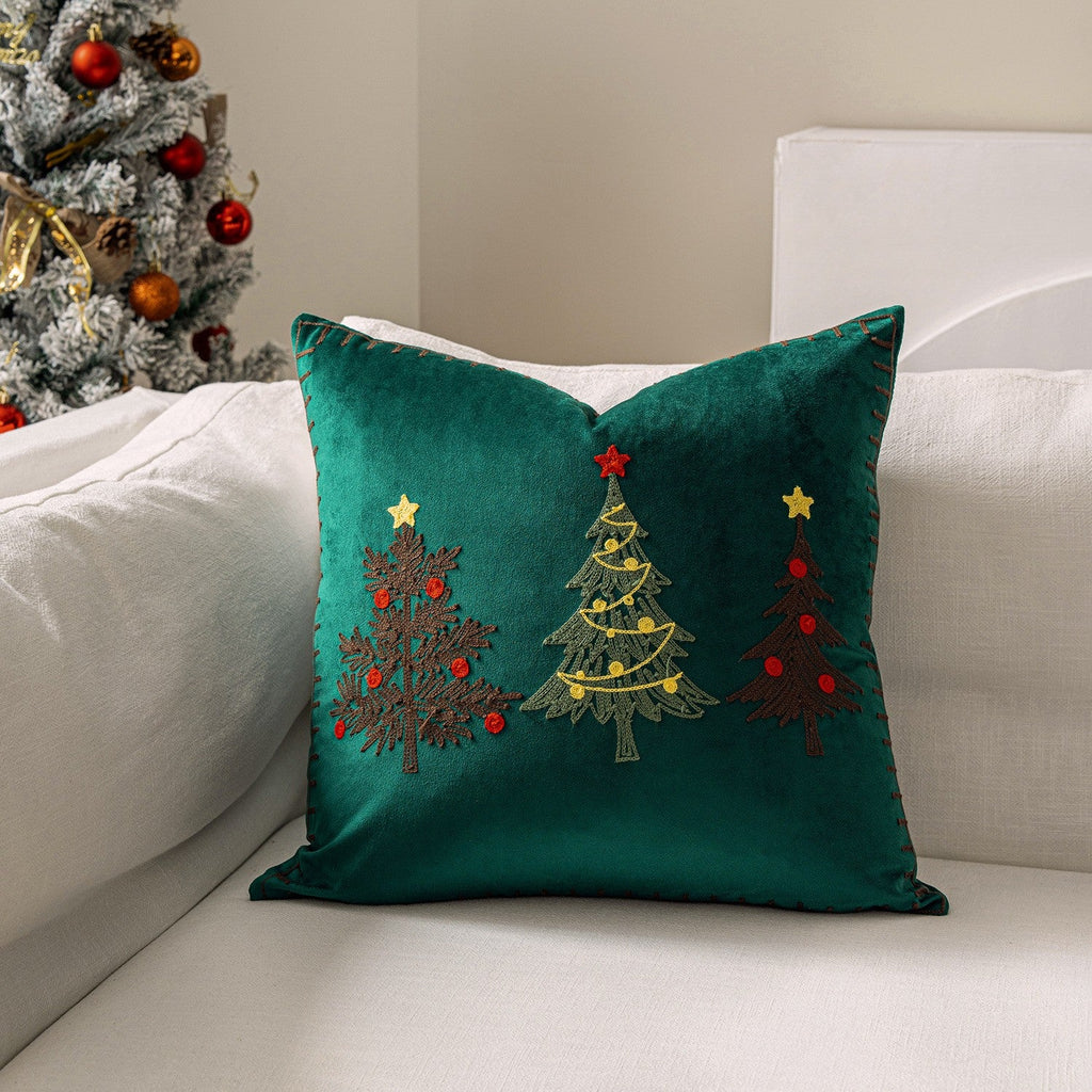 UK Velvet Christmas Cushion Cover Xmas Pillow Case Home Decor Christmas Tree 18"