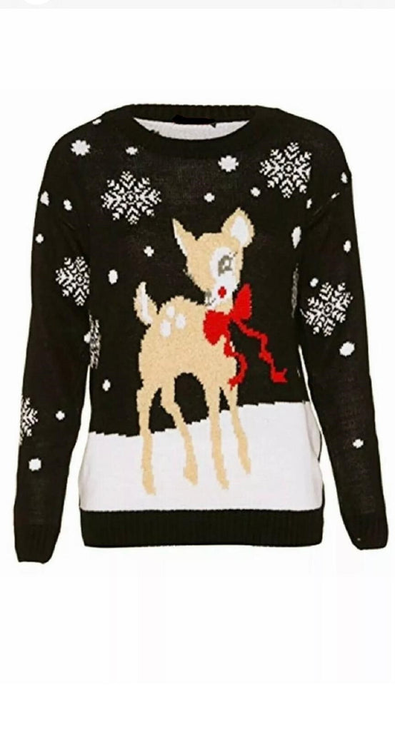 New Kids Boy Girls Christmas Deer Bambi Novelty Xmas Party Jumper Sweater Top