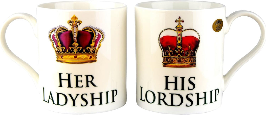 His Lordship & Her Ladyship Fine China Set of 2 Mugs in Individual Gift Boxes