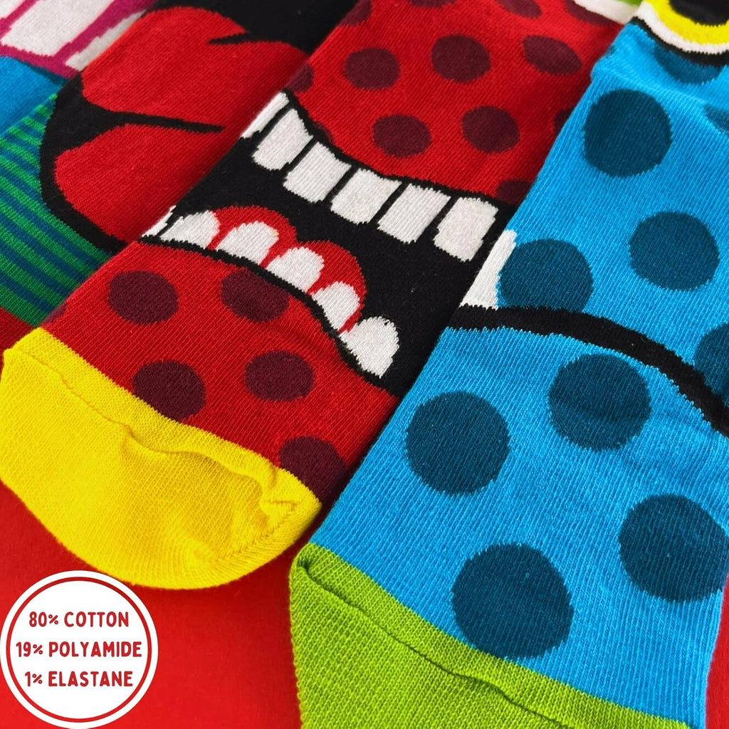 the Stress Heads Gift Box – 6 Sulking Odd Socks for Men – UK 6–11, EUR 39–46, US 7–12 – Funny Monster-Themed Mix & Match Socks – Colourful Gift for Birthdays, Father’S Day & Christmas