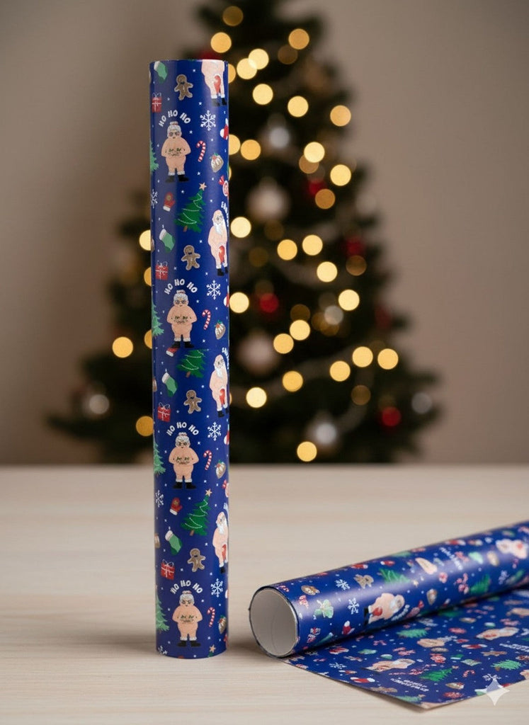 2 Rude Santa Christmas Wrapping Paper Rolls Funny Novelty Gift Wrap 15M X 50Cm