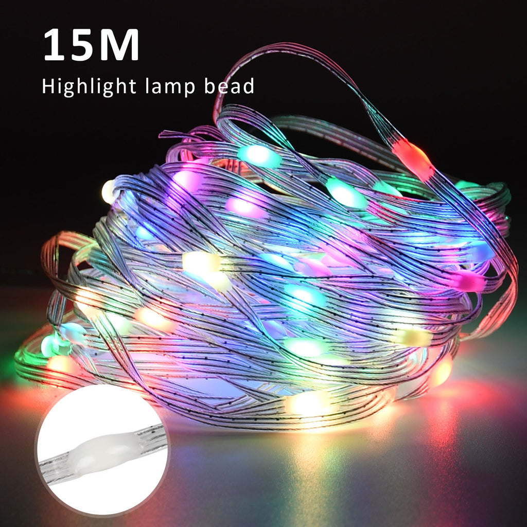 10M 15M SMART RGBIC LED FAIRY STRING LIGHT REMOTE BLUETOOTH APP USB WATERPROOF