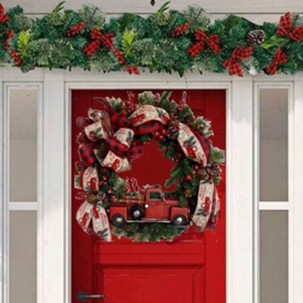 Christmas Wreath Artificial Pinecone Red Truck Car Bowknot Berry Garland