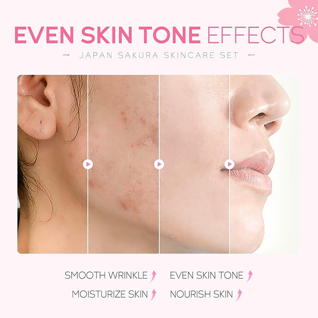 Sakura Skin Care Sets & Kits, Girls Pamper Set, Face Care Sets for Women, 20PCS Teenage Girls Gifts - Cleanser, Serum, Eye Cream, Face Cream, Hand Cream, Sleeping Mask, Mud Mask - Japanese Skincare