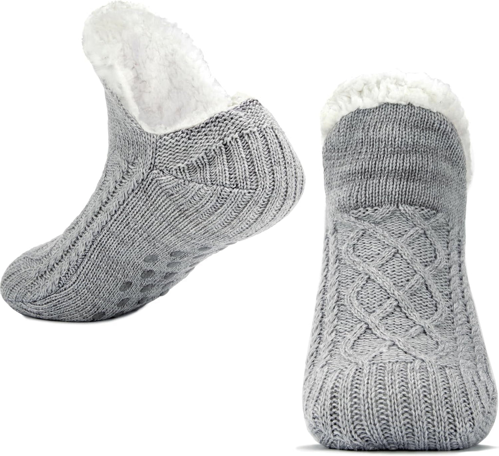 Slipper Socks for Women Men Warm Holding Sock Non Slip Knitted Thick Lined Cosy Winter Fluffy Bed Slippers Suitable for Indoor Home House Floor