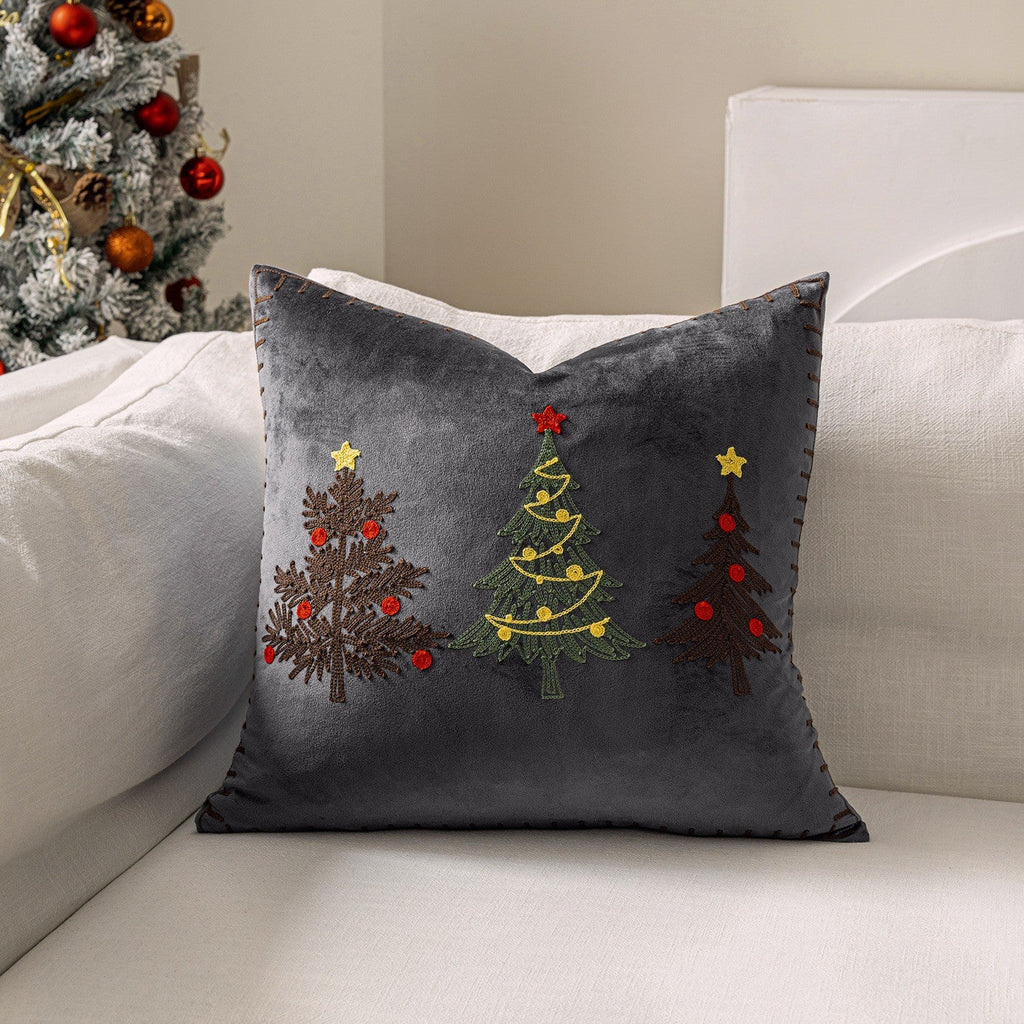 UK Velvet Christmas Cushion Cover Xmas Pillow Case Home Decor Christmas Tree 18"