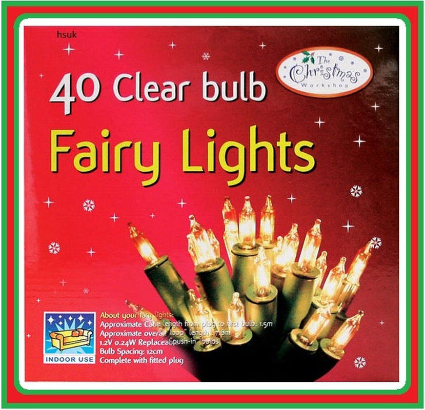 40 SHADELESS CLEAR FAIRY LIGHTS CHRISTMAS XMAS BIRTHDAY PARTY INDOOR TREE 75700