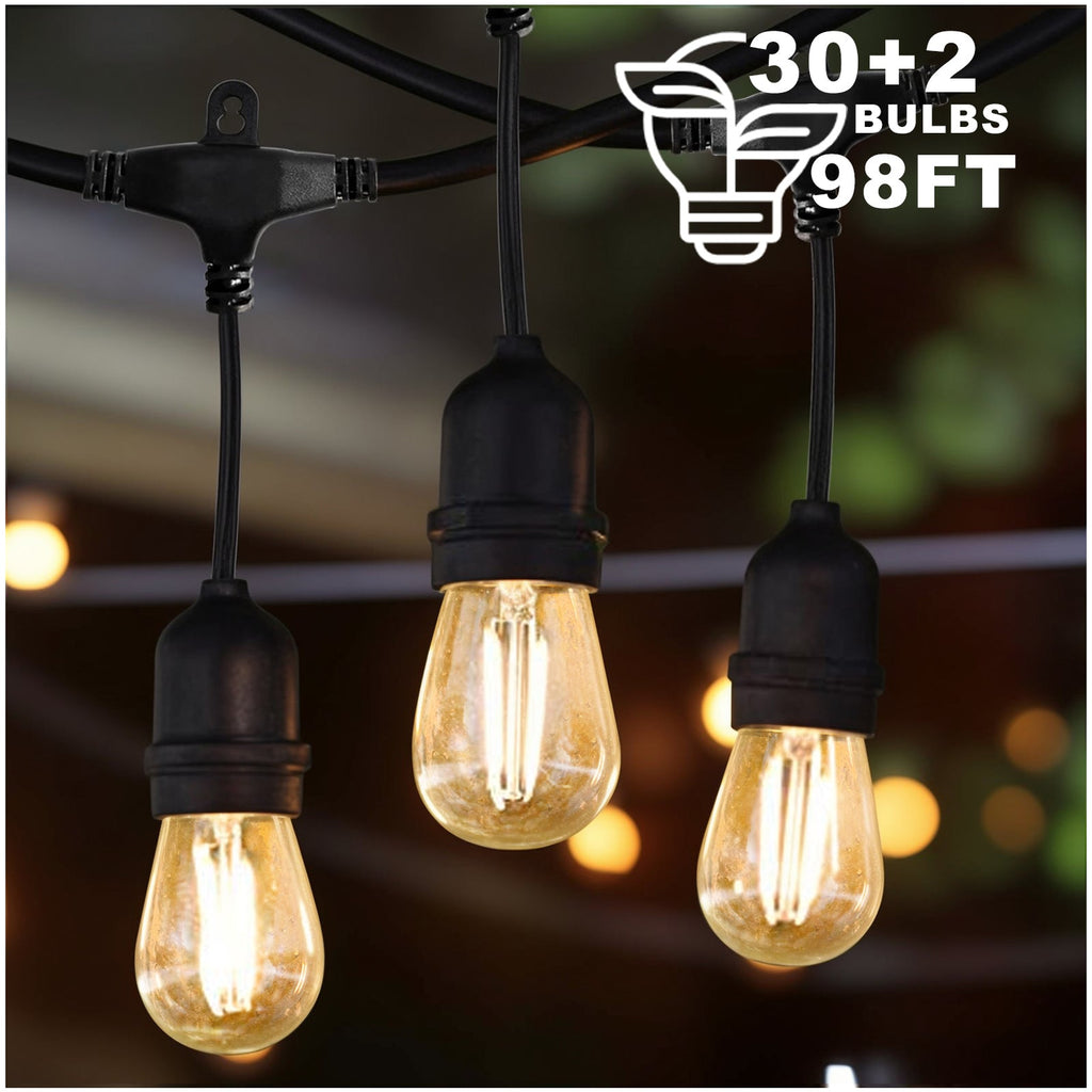 98FT Outdoor String Lights Mains Powered 30 Bulbs Garden String Festoon Lights⭐️