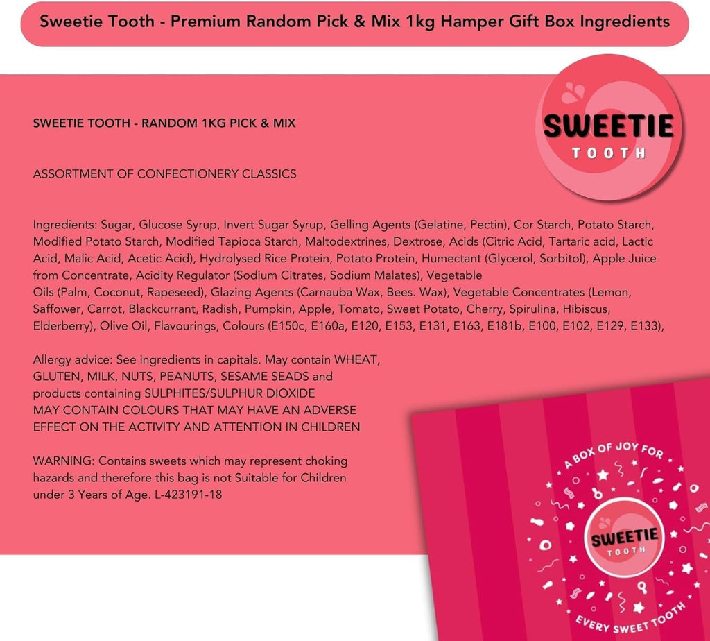 Premium Random Pick & Mix 1Kg Hamper Gift Box - Random Pick & Mix Sweets for Birthday, Kids, Thank You, Congratulations, Christmas, Halloween, Easter, Father'S Day
