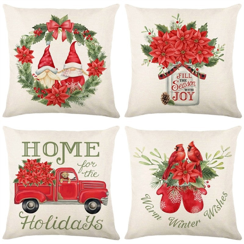 Christmas Pillow Covers 18" X 18" Christmas Decorations Truck Throw Pillowcase