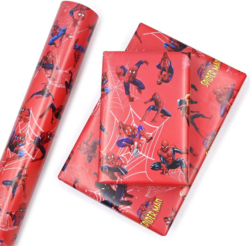 43Cm X 5M Wrapping Papers Roll, Spider Birthday Gift Wrapping Paper Christmas Wrapped Paper for Kids