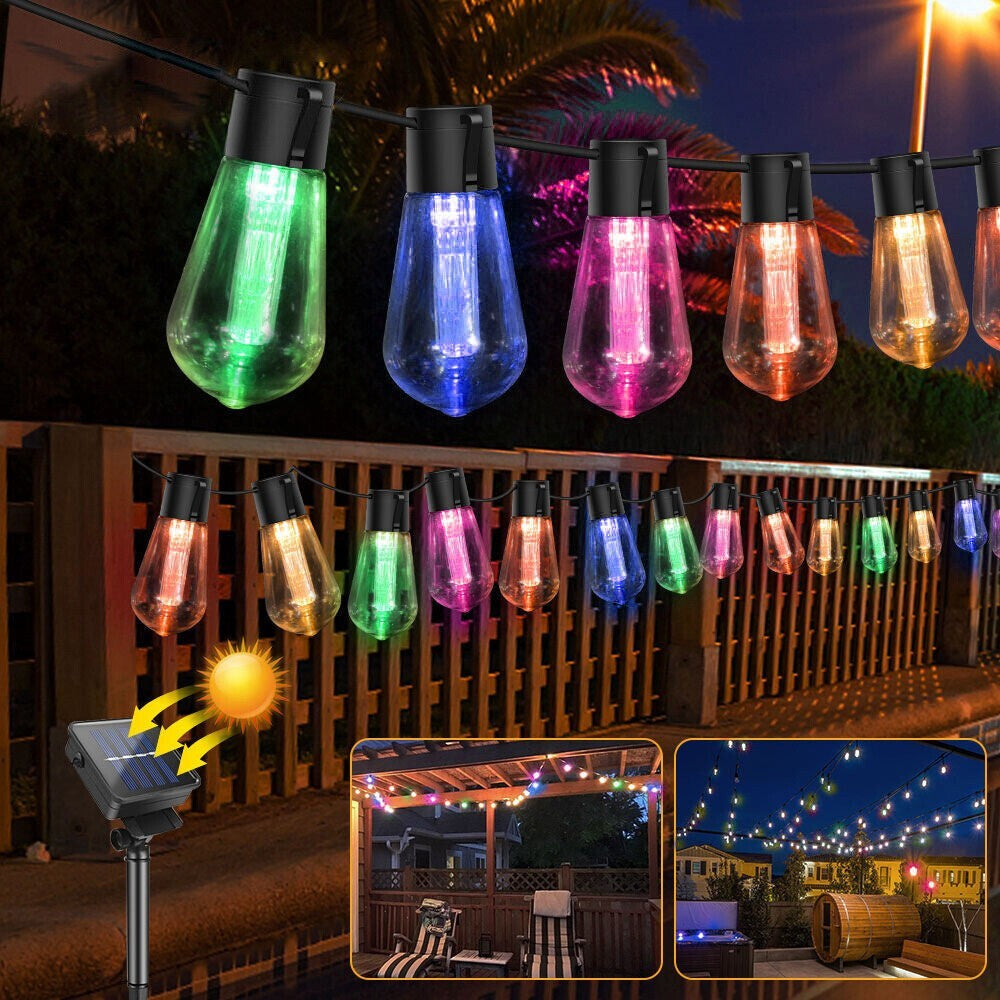 10 LED Solar Powered Retro Bulb String Lights Garden Outdoor Fairy Party Lamp