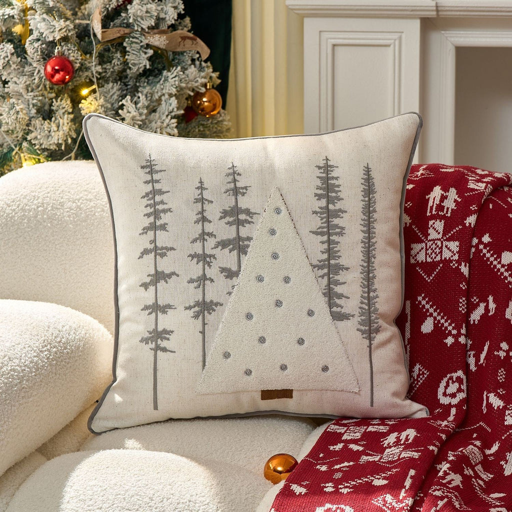 UK Plush Christmas Embroidery Cushion Cover Xmas Luxury Pillow Case Home Decor