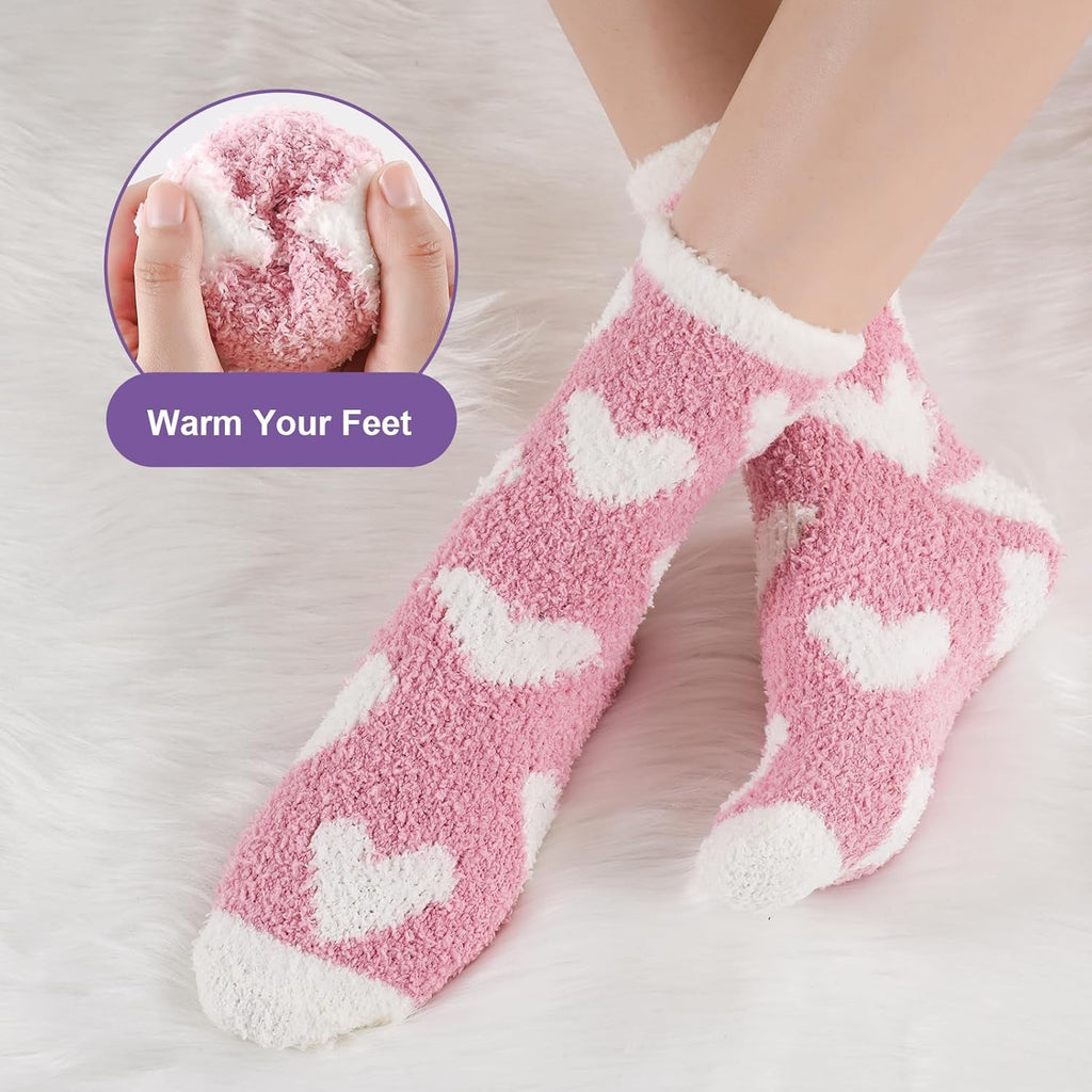 Fluffy Socks Womens with Gift Box, Cosy Bed Socks for Women, Warm&Comfy Fuzzy Sock, Christmas Gifts for Women Ladies Girls, 5 Pairs, 3-8