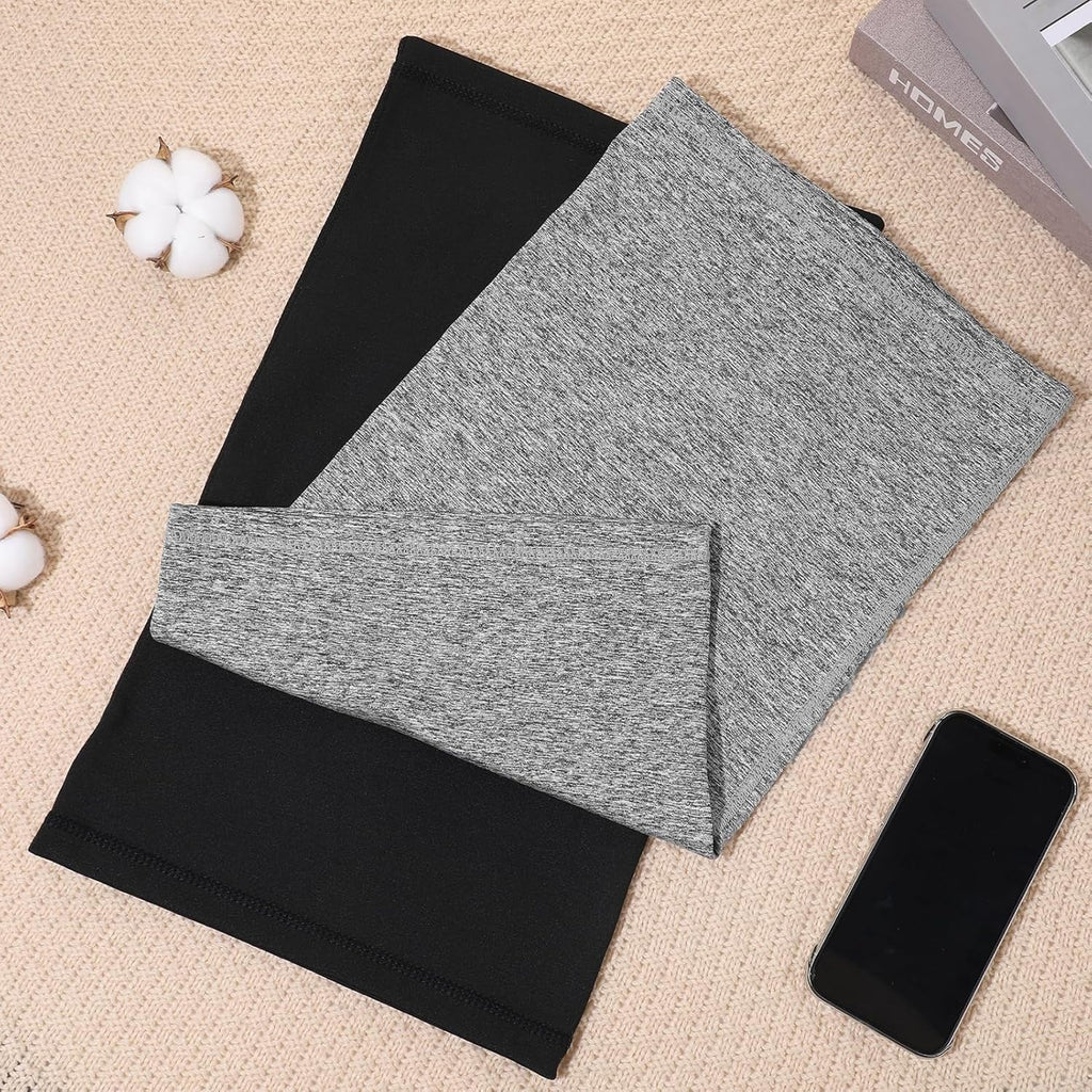 2 Pcs Winter Neck Warmer Snood for Men Women Windproof Neck Gaiter Fleece Bandana Face Covering Mask for Cycling Motorbike Hiking Bike Skiing Running Outdoor Sports Black & Grey