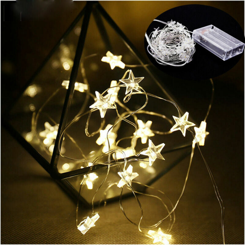 20 LED Star Lights Battery Garden Fairy String Micro Wedding Party Bedroom Decor
