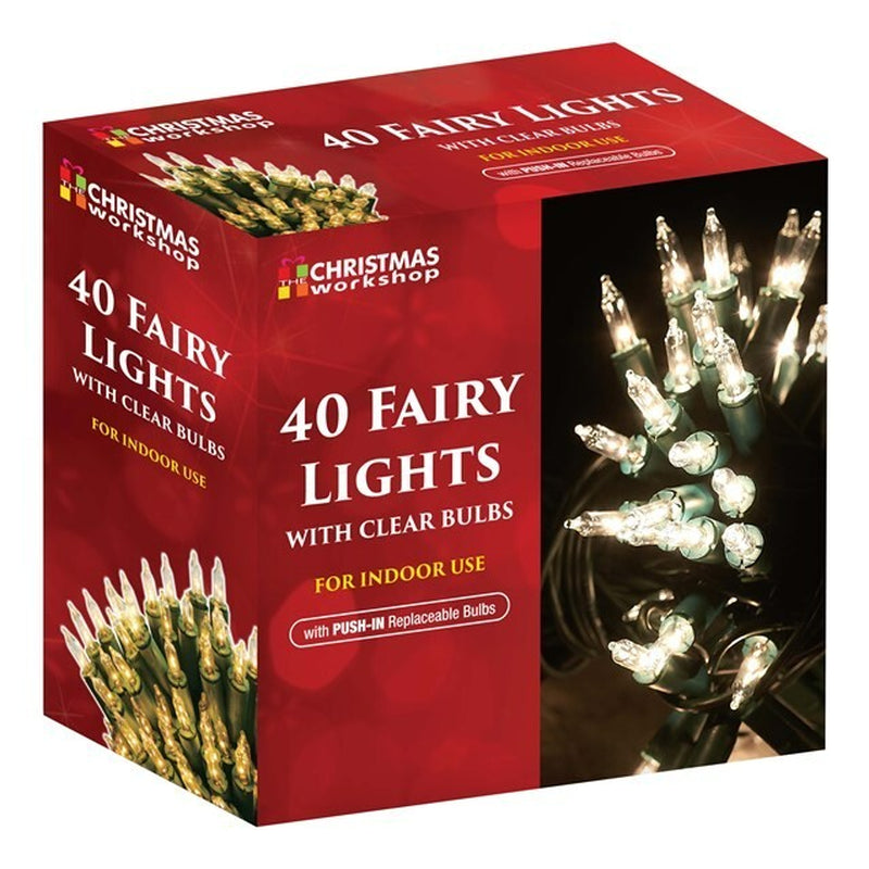 40 SHADELESS CLEAR FAIRY LIGHTS CHRISTMAS XMAS BIRTHDAY PARTY INDOOR TREE 75700