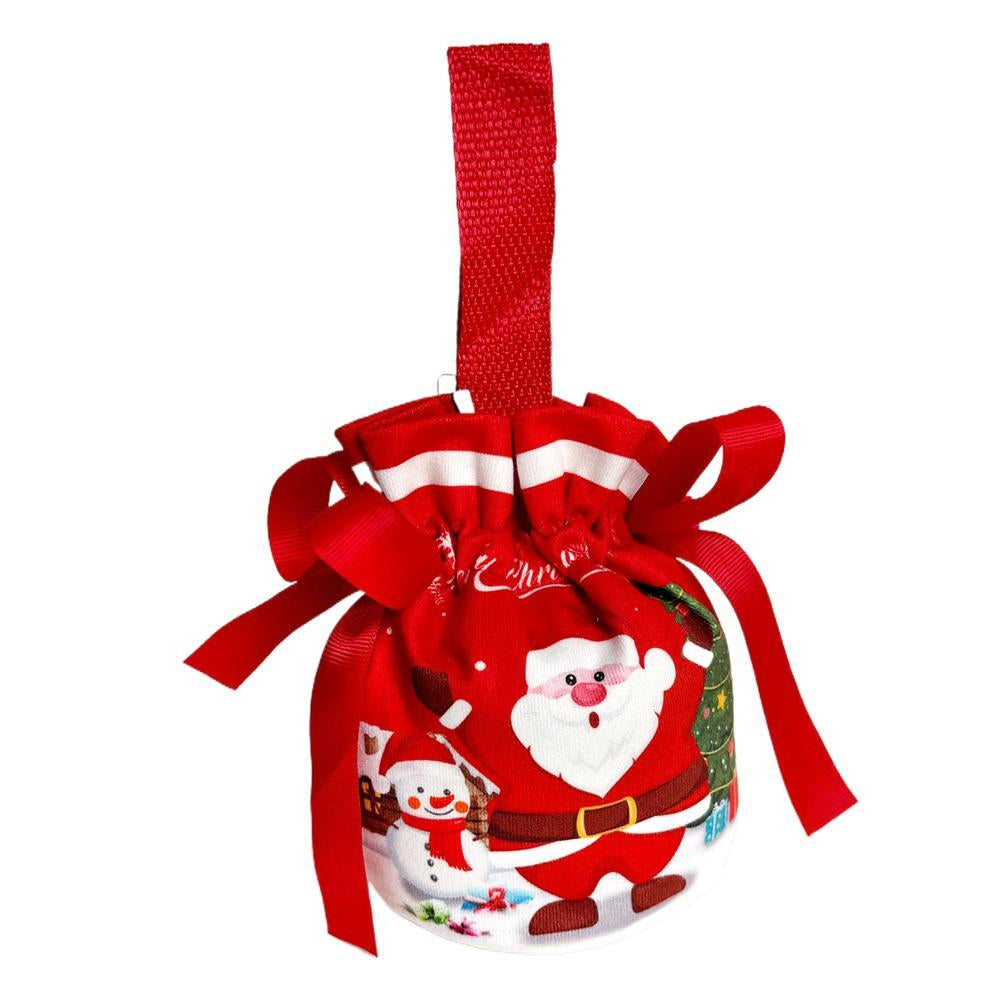 Christmas Drawstring Canvas Gift Bags Reusable Christmas Storage Treat Bags Z4F8