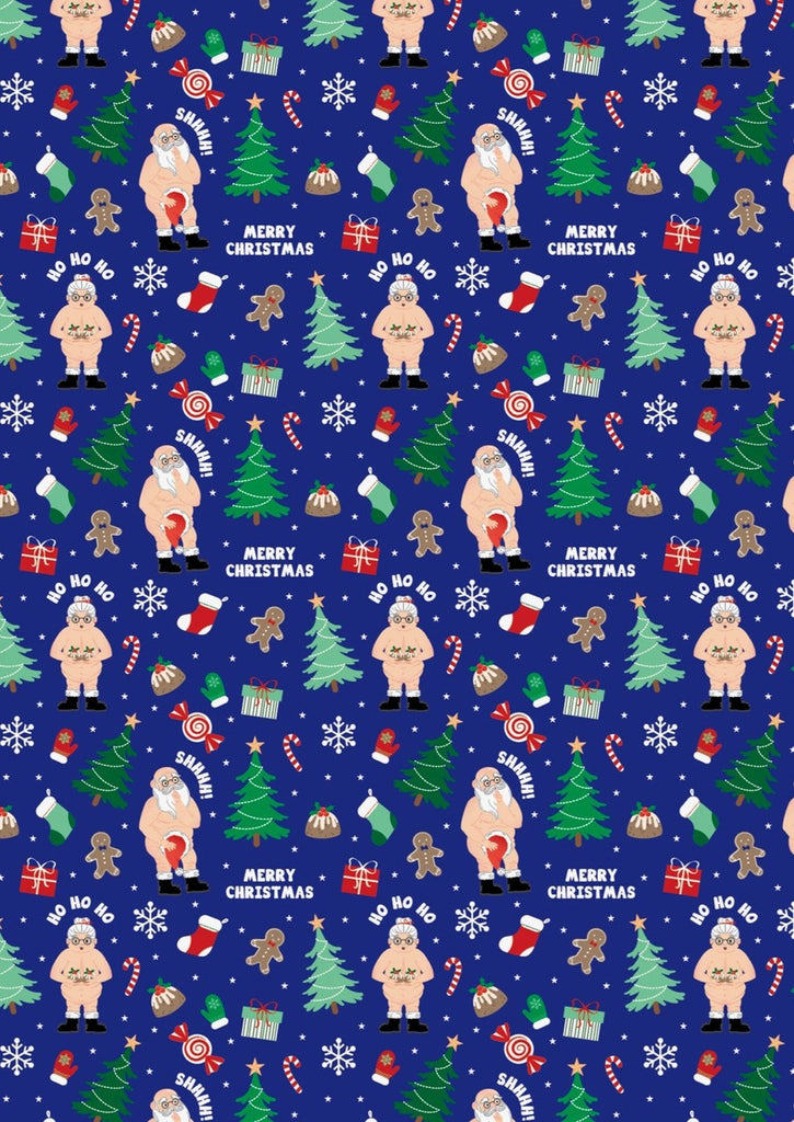2 Rude Santa Christmas Wrapping Paper Rolls Funny Novelty Gift Wrap 15M X 50Cm