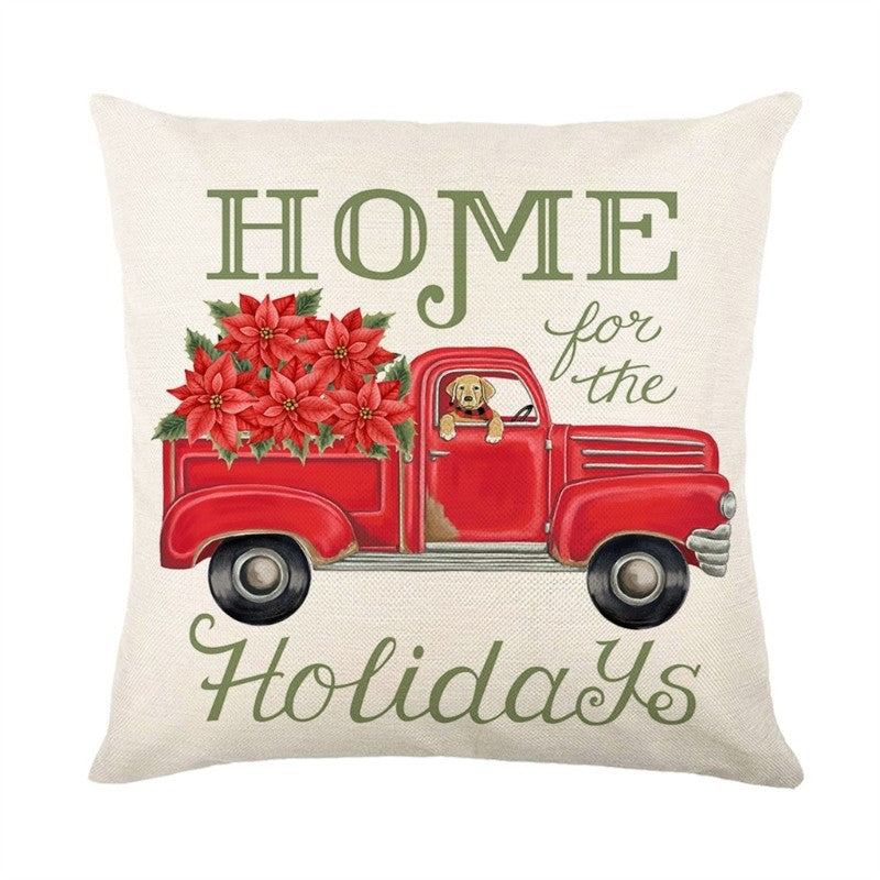 Christmas Pillow Covers 18" X 18" Christmas Decorations Truck Throw Pillowcase