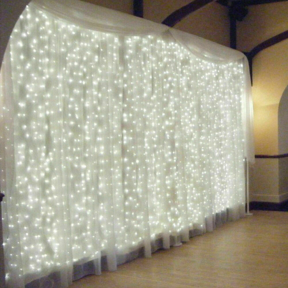 Christmas Curtain Lights Fairy Waterproof Indoor/Outdoor Wedding Plastic Cable