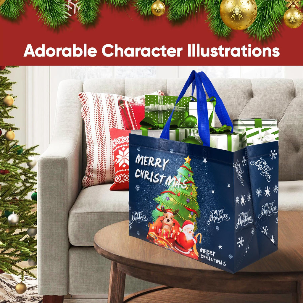 Christmas Gift Bags 12 Pack Tote Bag Non Woven Fabric Gift Party Present Bags
