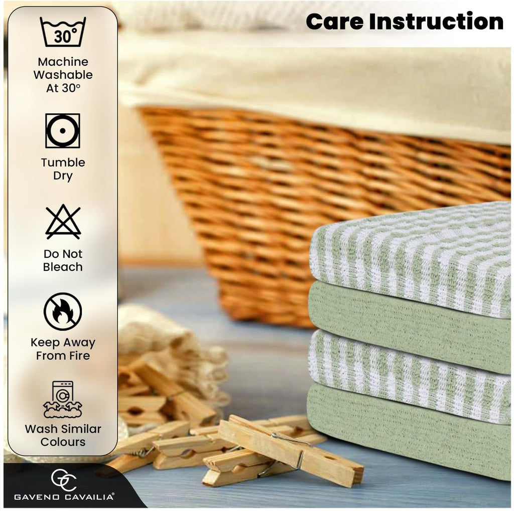 Large Tea Towels Pack of 16 | 46 X 65 Cm Sage Green Check Tea Towels Bar Kitchen Towels Set | Absorbent Chef Tea Towel Dish Cloths for Washing & Cleaning | 35% Polyester, 65% Cotton Dish Towels
