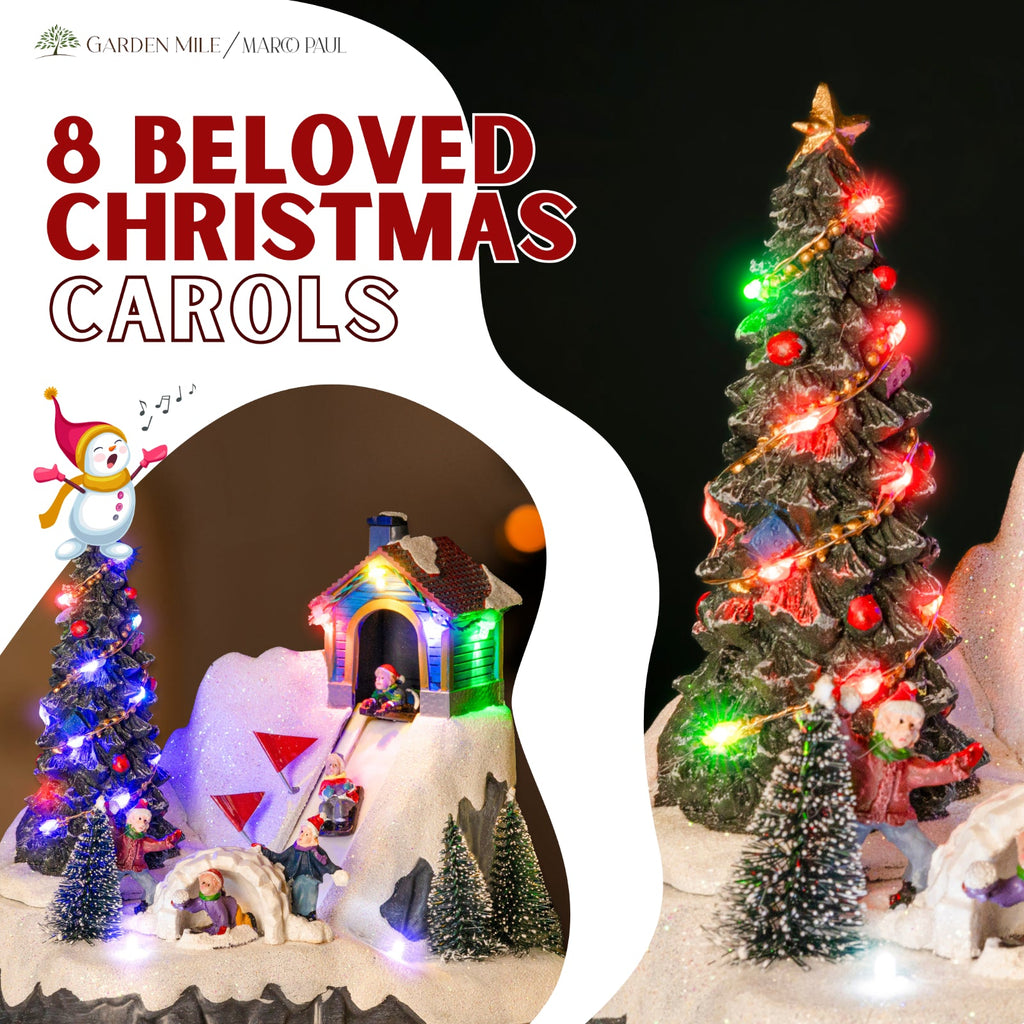 Christmas Village Scene Decoration Sledging Musical Moving Ornament Light Up