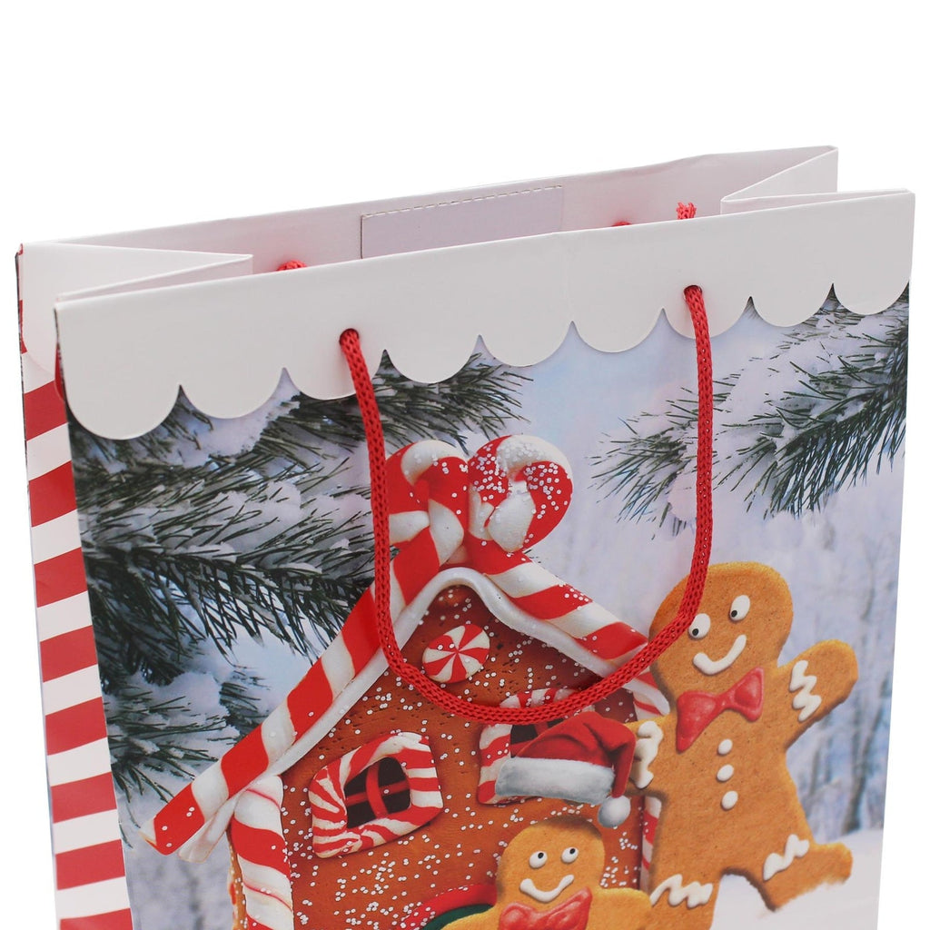 Christmas Gift Bag with Tag 26.5X21.5X10Cm Set of 2 Gingerbread Man