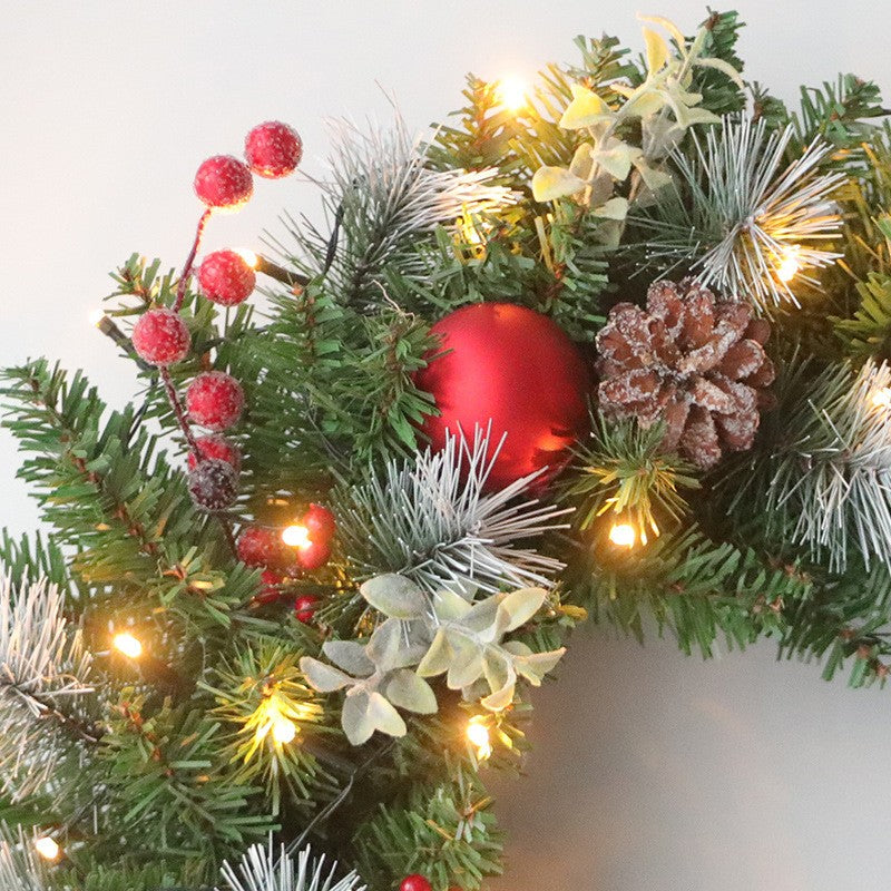 LED Christmas Wreath for Front Door Garland Christmas Xmas Ball Decor Outdoor Uk