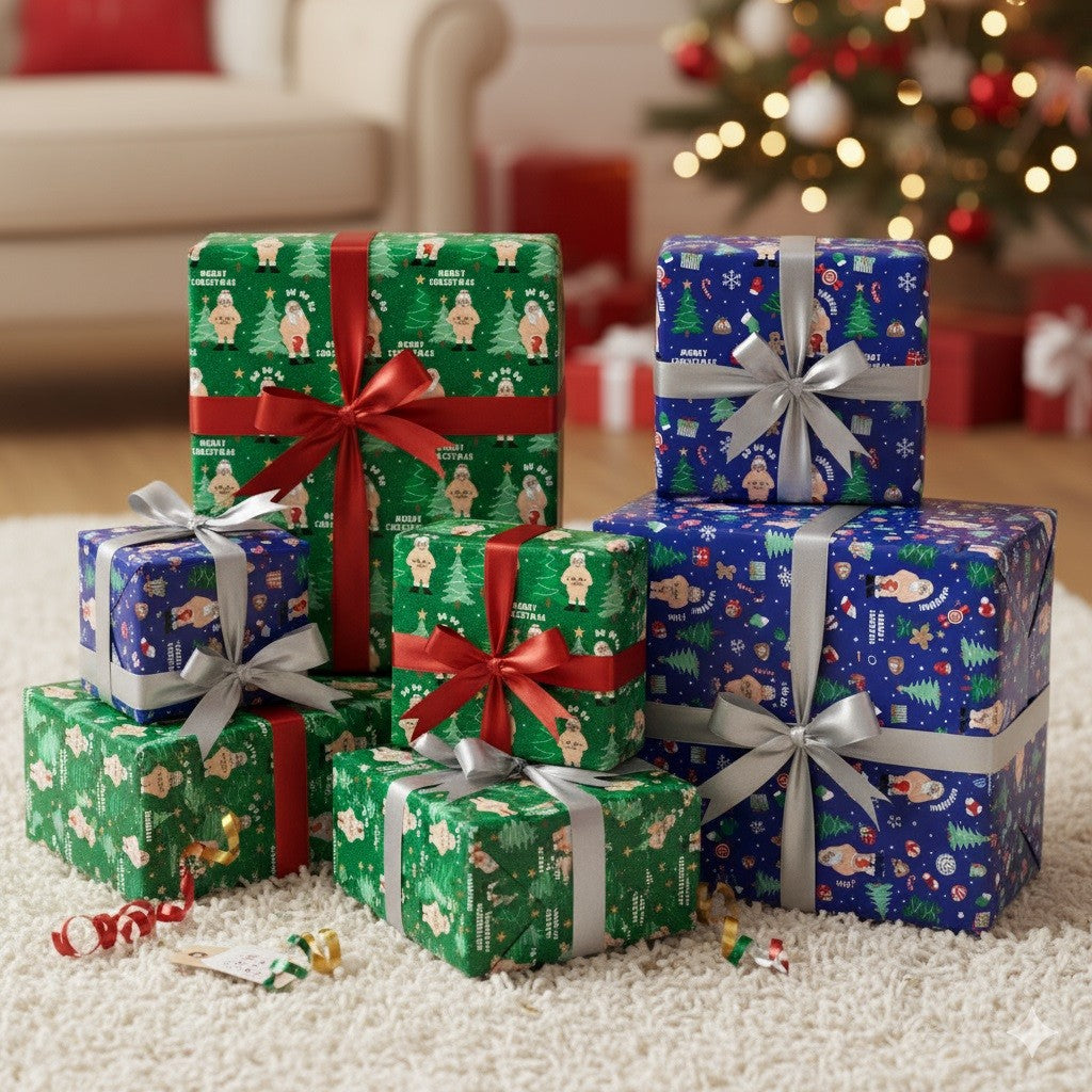 2 Rude Santa Christmas Wrapping Paper Rolls Funny Novelty Gift Wrap 15M X 50Cm