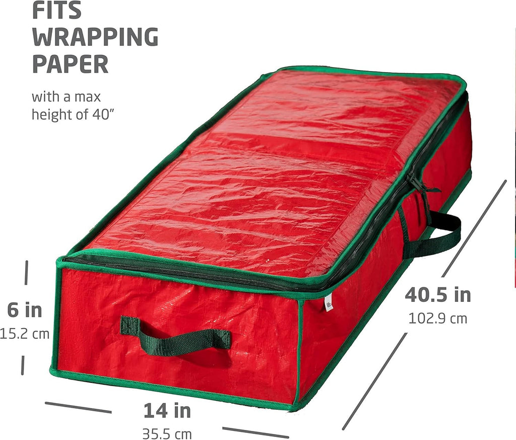 Christmas Wrapping Paper Storage Bag Interior Pockets Gift Wrap Organiser Box