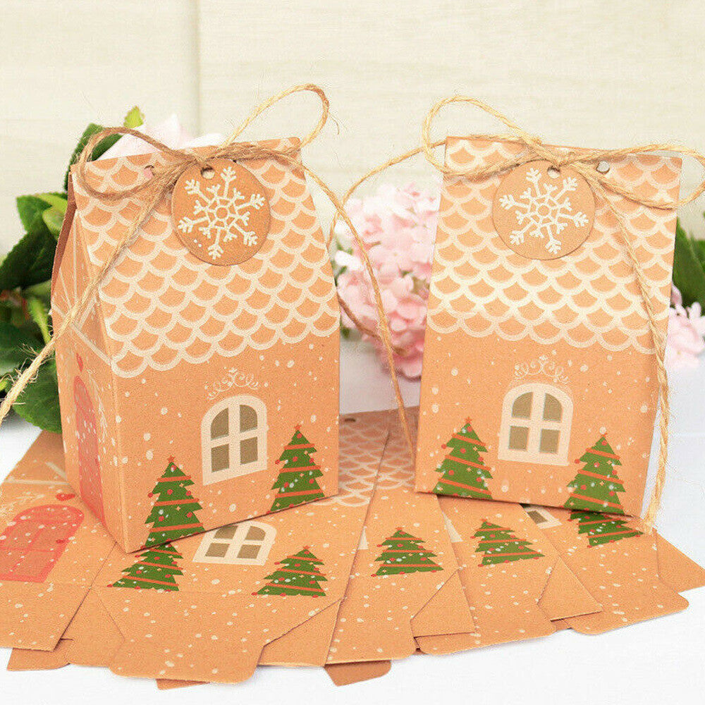 24Pcs Christmas Candy Gift Bags Xmas Cookie Packaging Party Boxes Sweets Box UK