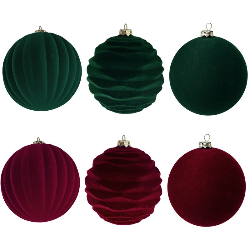 12X Velvet Christmas Balls Xmas Tree Hanging Bauble Ornament Party Decorations