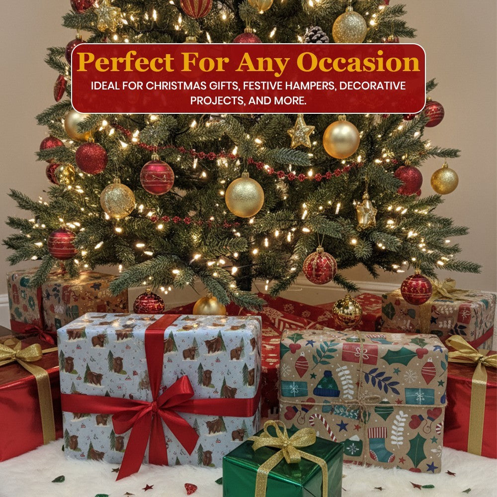 4X4M Christmas Gift Wrapping Roll Easy-To-Cut-Fo