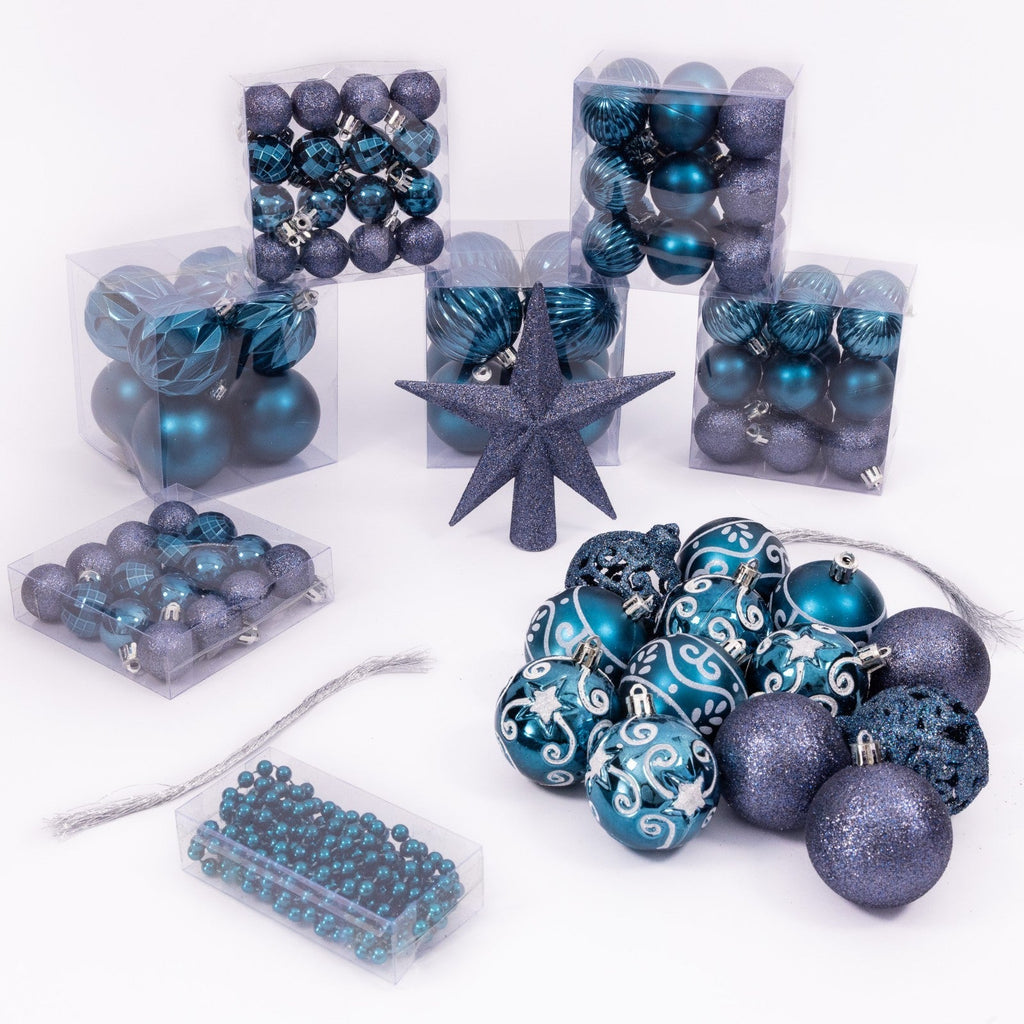 100 Christmas Baubles Tree Hanging Balls Xmas Party Beads Ornament Navy Blue