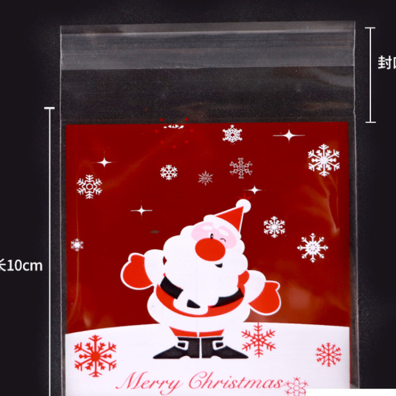 New Christmas 100Pcs Self Adhesive Bag Cookie Candy Gift Packaging Bags 10X10Cm