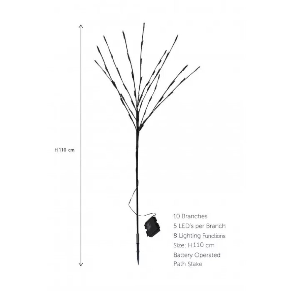 50 LED Indoor Black LED Tree Warm White Bright Lights Battery Christmas 110 Cm