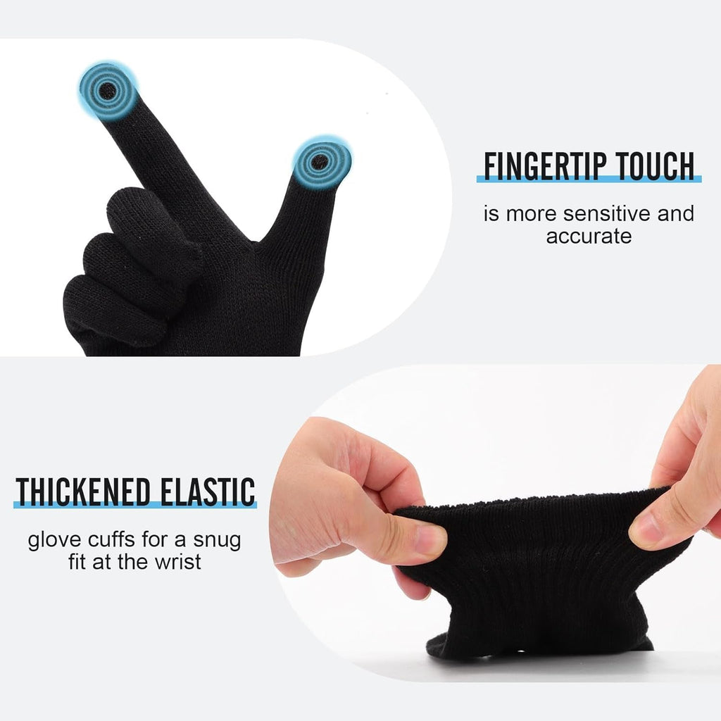 6 Pairs Winter Gloves - Knitted Magic Touch Screen Thermal Mittens for Phone Use, Outdoor Activities