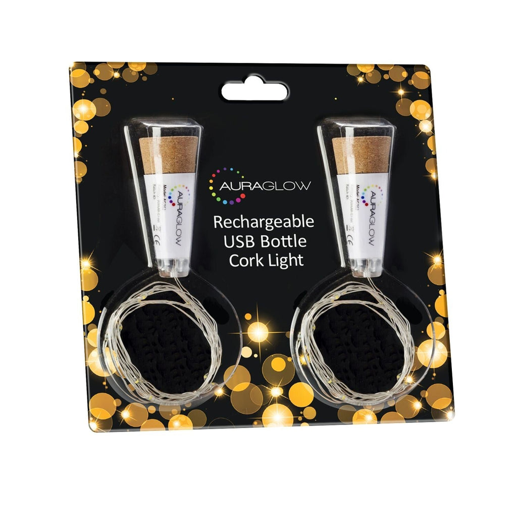 Auraglow Rechargeable USB LED Bottle Cork Wire Fairy String Lights
