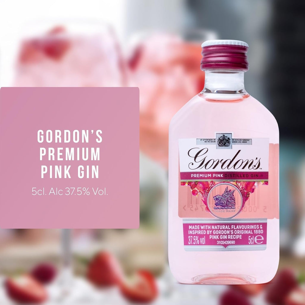 Pink Gin Gift Set - Gin Gifts for Women, 4X5Cl Beefeater Pink Strawberry, Gordons, Edinburgh Plum & Vanilla, Dockyard Cherries & Berries Flavoured Liqueur, Womens Alcohol Gifts, Birthday
