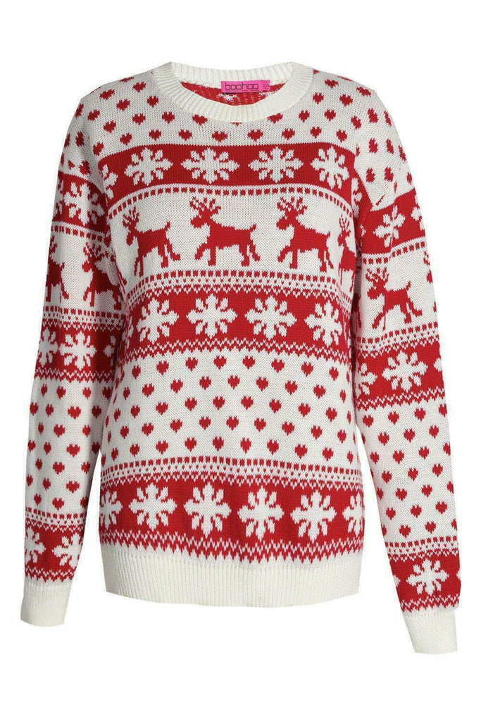 Boys Girls Kids Christmas Jumper Reindeer Sweater Xmas Snowflakes Top Age 5-14